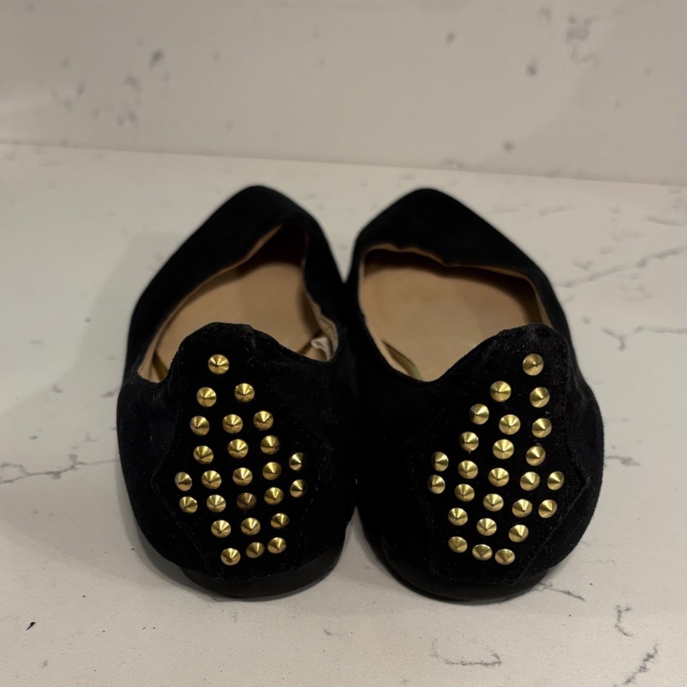 Black Flats with Gold Studs